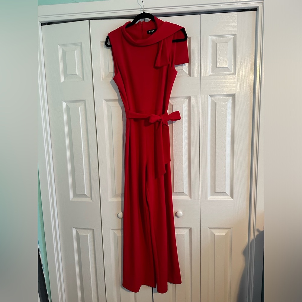 Red DKNY jumpsuit size 14
